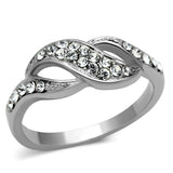 High polished (no plating) Stainless Steel Ring with Top Grade Crystal  in Clear