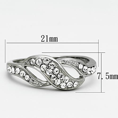 High polished (no plating) Stainless Steel Ring with Top Grade Crystal  in Clear