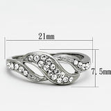 High polished (no plating) Stainless Steel Ring with Top Grade Crystal  in Clear