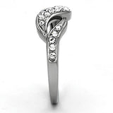 High polished (no plating) Stainless Steel Ring with Top Grade Crystal  in Clear