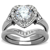 High polished (no plating) Stainless Steel Ring with AAA Grade CZ  in Clear