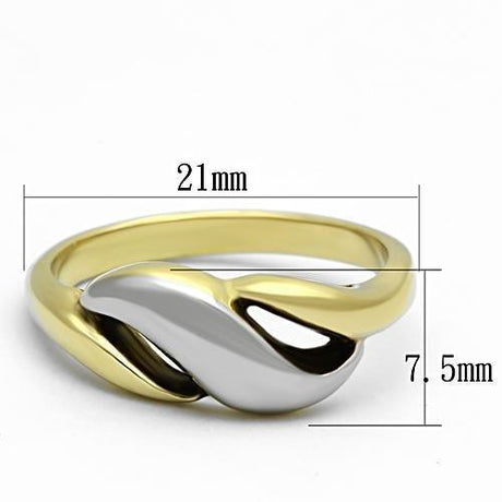 Two-Tone IP Gold (Ion Plating) Stainless Steel Ring with No Stone