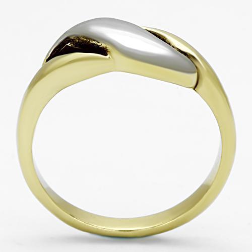 Two-Tone IP Gold (Ion Plating) Stainless Steel Ring with No Stone