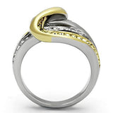 Two-Tone IP Gold (Ion Plating) Stainless Steel Ring with Top Grade Crystal  in Citrine Yellow