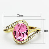 IP Gold(Ion Plating) Stainless Steel Ring with Top Grade Crystal  in Rose