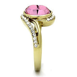 IP Gold(Ion Plating) Stainless Steel Ring with Top Grade Crystal  in Rose