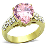 IP Gold(Ion Plating) Stainless Steel Ring with AAA Grade CZ  in Rose