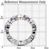High polished (no plating) Stainless Steel Ring with AAA Grade CZ  in Amethyst