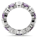 High polished (no plating) Stainless Steel Ring with AAA Grade CZ  in Amethyst