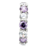 High polished (no plating) Stainless Steel Ring with AAA Grade CZ  in Amethyst