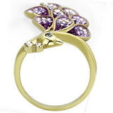 IP Gold(Ion Plating) Stainless Steel Ring with Top Grade Crystal  in Multi Color