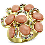 IP Gold(Ion Plating) Stainless Steel Ring with Synthetic Coral in Orange