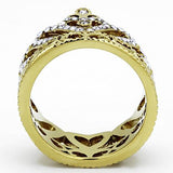 IP Gold(Ion Plating) Stainless Steel Ring with Top Grade Crystal  in Tanzanite