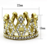 IP Gold(Ion Plating) Stainless Steel Ring with Top Grade Crystal  in Clear