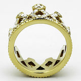 IP Gold(Ion Plating) Stainless Steel Ring with Top Grade Crystal  in Clear