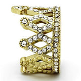 IP Gold(Ion Plating) Stainless Steel Ring with Top Grade Crystal  in Clear