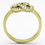 IP Gold(Ion Plating) Stainless Steel Ring with Top Grade Crystal  in Clear