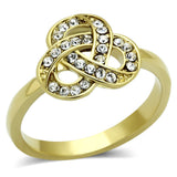 IP Gold(Ion Plating) Stainless Steel Ring with Top Grade Crystal  in Clear