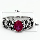 High polished (no plating) Stainless Steel Ring with AAA Grade CZ  in Ruby