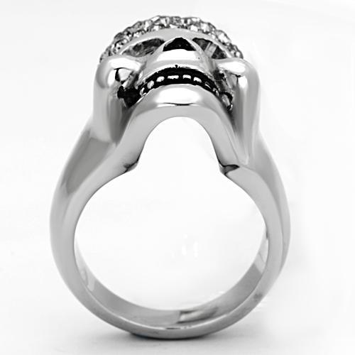 High polished (no plating) Stainless Steel Ring with Top Grade Crystal  in Black Diamond