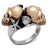 Two-Tone IP Rose Gold Stainless Steel Ring with Epoxy  in Jet