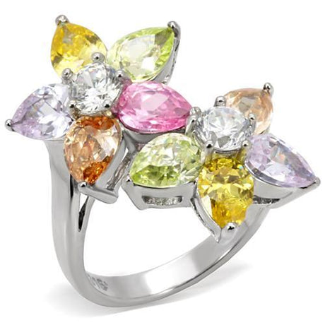Stainless Steel, AAA CZ , Multi Color - TK111