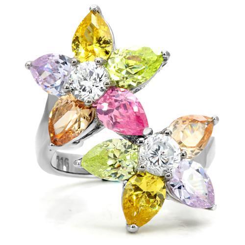 Stainless Steel, AAA CZ , Multi Color - TK111