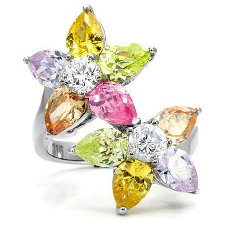 Stainless Steel, AAA CZ , Multi Color - TK111