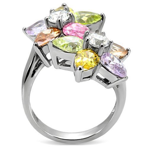 Stainless Steel, AAA CZ , Multi Color - TK111