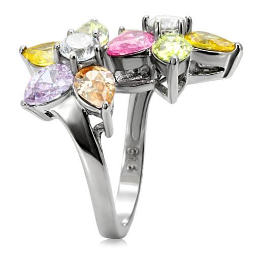 Stainless Steel, AAA CZ , Multi Color - TK111