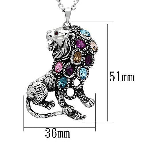 High polished (no plating) Stainless Steel Chain Pendant with Top Grade Crystal  in Multi Color