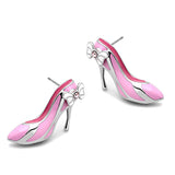 High polished (no plating) Stainless Steel Earrings with Top Grade Crystal  in Rose