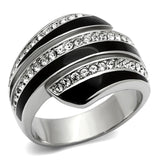 High polished (no plating) Stainless Steel Ring with Top Grade Crystal  in Clear