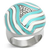 High polished (no plating) Stainless Steel Ring with Top Grade Crystal  in Clear