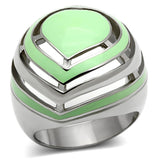 High polished (no plating) Stainless Steel Ring with Epoxy  in Emerald