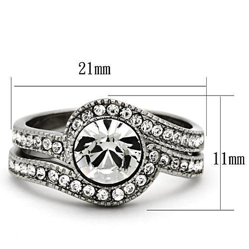 High polished (no plating) Stainless Steel Ring with Top Grade Crystal  in Clear