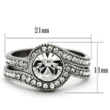 High polished (no plating) Stainless Steel Ring with Top Grade Crystal  in Clear