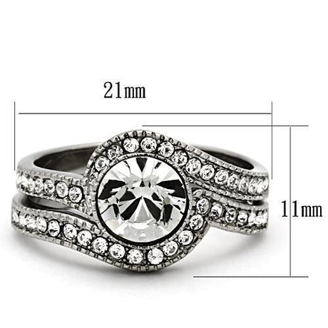 High polished (no plating) Stainless Steel Ring with Top Grade Crystal  in Clear