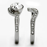 High polished (no plating) Stainless Steel Ring with Top Grade Crystal  in Clear