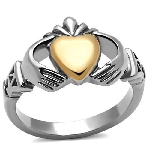 Two-Tone IP Rose Gold Stainless Steel Ring with No Stone