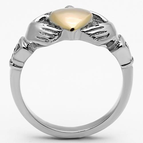 Two-Tone IP Rose Gold Stainless Steel Ring with No Stone