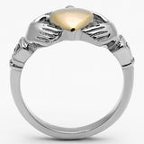 Two-Tone IP Rose Gold Stainless Steel Ring with No Stone