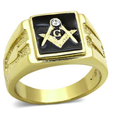 IP Gold(Ion Plating) Stainless Steel Ring with Top Grade Crystal  in Clear