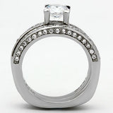 High polished (no plating) Stainless Steel Ring with AAA Grade CZ  in Clear