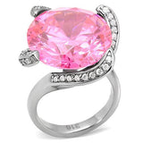 High polished (no plating) Stainless Steel Ring with AAA Grade CZ  in Rose