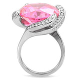 High polished (no plating) Stainless Steel Ring with AAA Grade CZ  in Rose