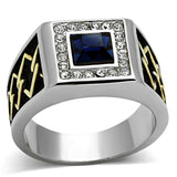 Two-Tone IP Gold (Ion Plating) Stainless Steel Ring with Top Grade Crystal  in Montana