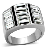 High polished (no plating) Stainless Steel Ring with Top Grade Crystal  in Clear