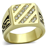 IP Gold(Ion Plating) Stainless Steel Ring with Top Grade Crystal  in Clear