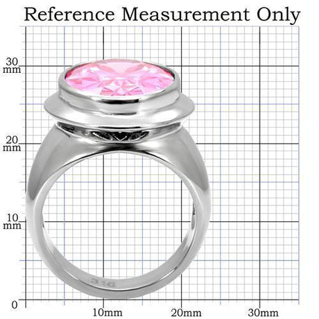 High polished (no plating) Stainless Steel Ring with AAA Grade CZ  in Rose